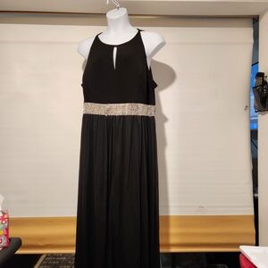 R&M Richards Black Maxi Dress with Silver Accents